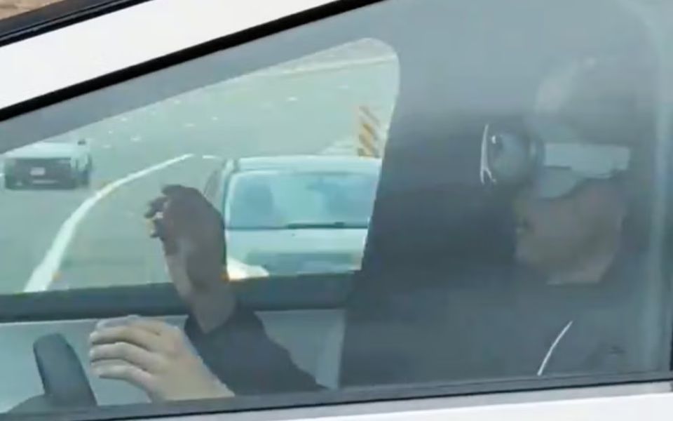 Driver Wearing the Apple Vision Pro