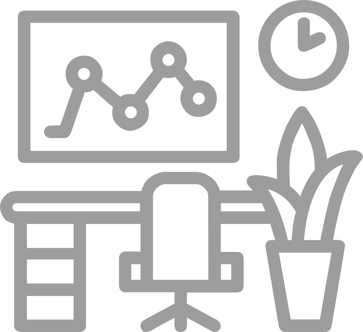 Desk chair and desk icon
