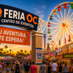 el recinto ferial del condado de Orange con una pancarta que dice 